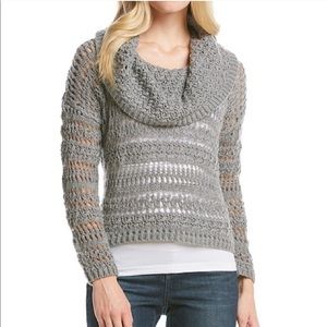 DKNY Jeans |Yarn Mix-Crochet Cowl Pullover Sweater